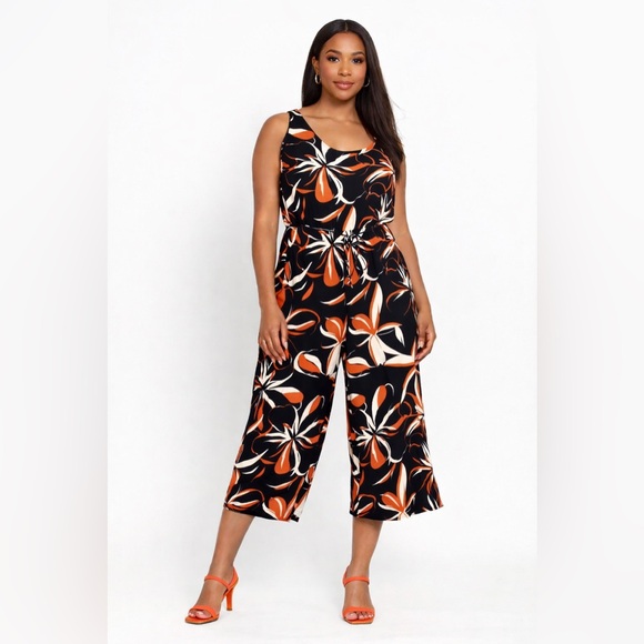Cynthia Rowley Pants - Cynthia Rowley Black and Orange Floral Jumpsuit